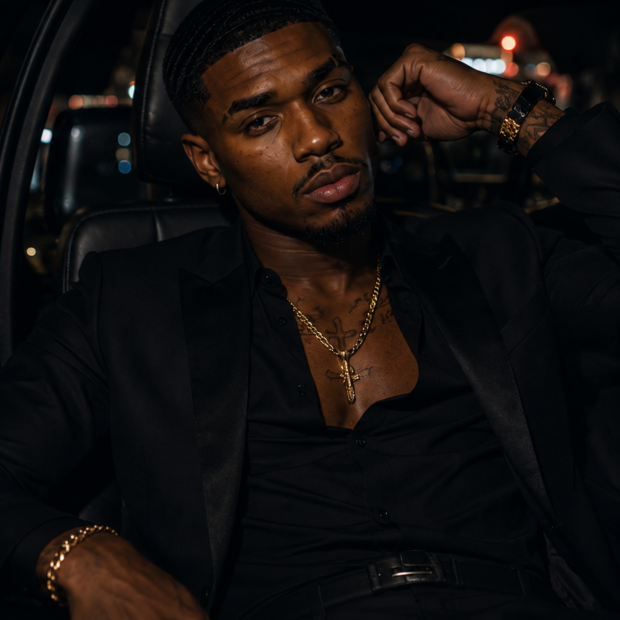 DiMarco seated in a car at night